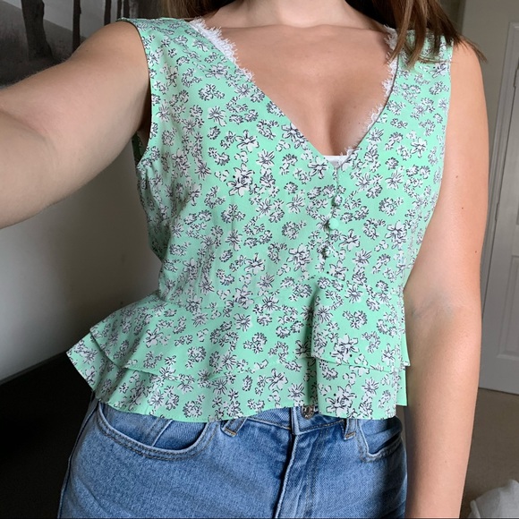 Primark Tie Back Floral Crop Blouse - Picture 5 of 7
